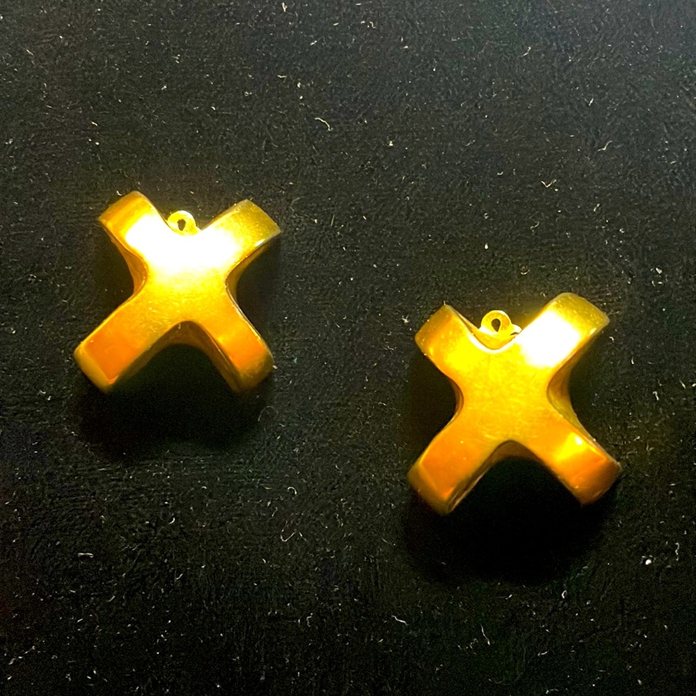 Vintage ROBERT LEE MORRIS matte gold modernist clip on earrings designer runway